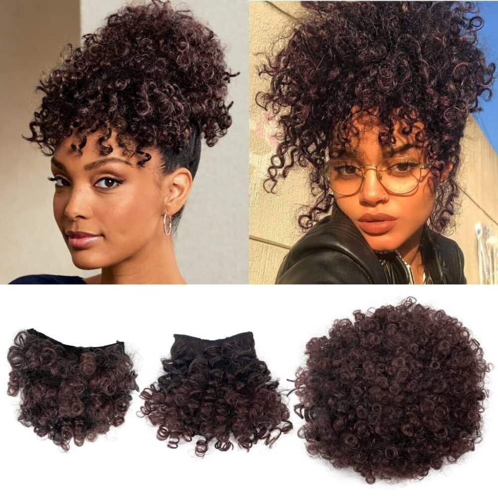 Afro Puff Ponytail Extensions Synthetic Curly Drawstring Hair Updo for Black Wom